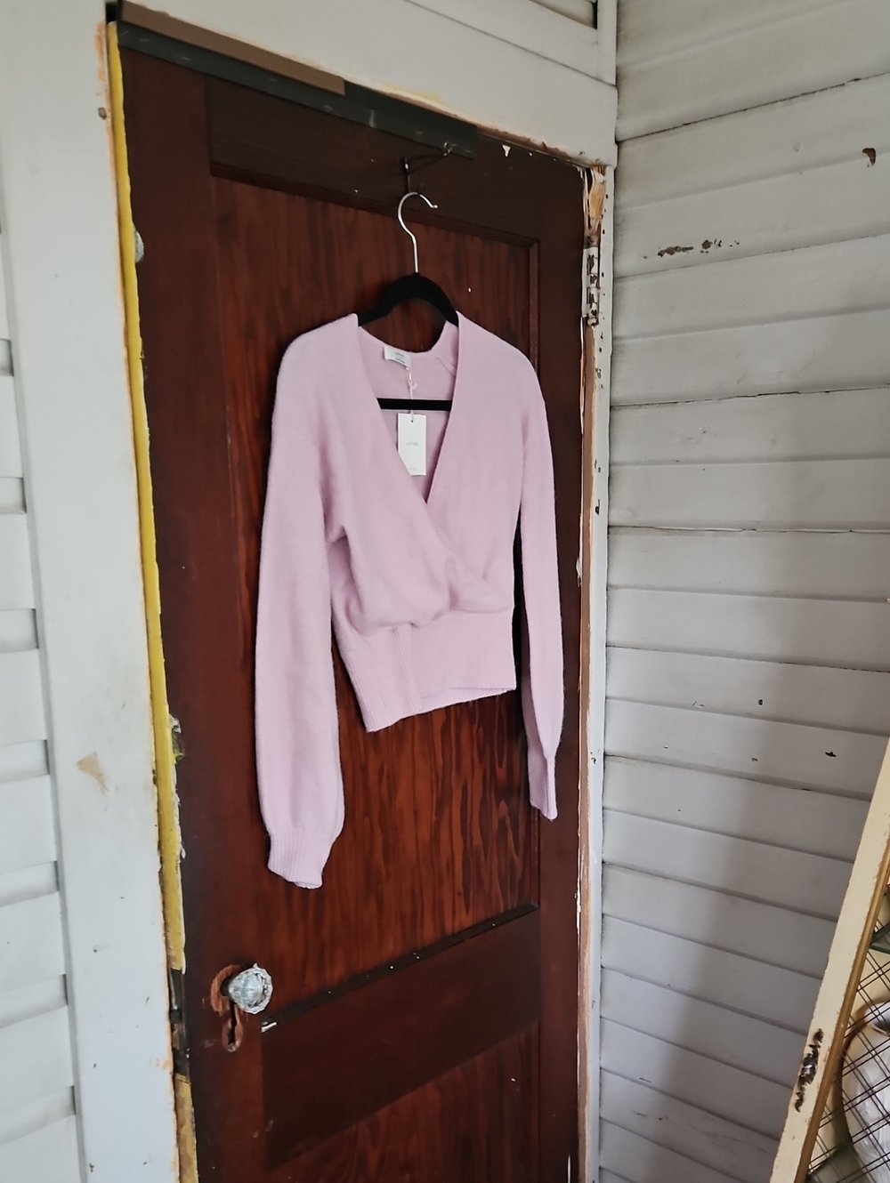 Wilfred Light Pink V-Neck Wrap Sweater